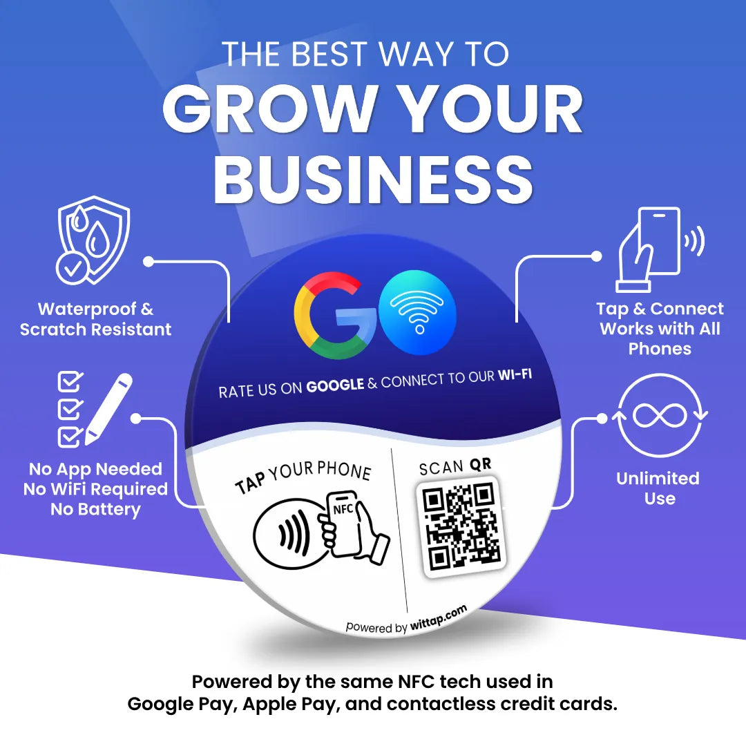 Google Review & Wi-Fi - Table Sticker (2 in 1) (Pack of 5)