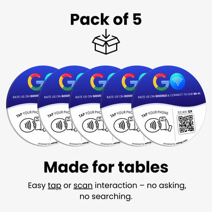 Google Review & Wi-Fi - Table Sticker (2 in 1) (Pack of 5)
